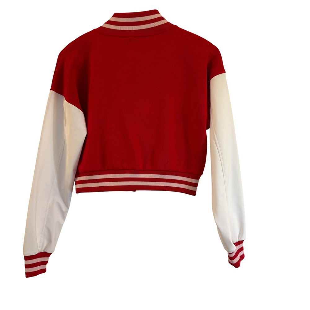 NWT PRETTYLITTLETHING Red & White Varsity Cropped Bomber Jacket  Size S‎ - Picture 6 of 12